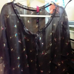 Brown Sheer Hummingbird Shirt